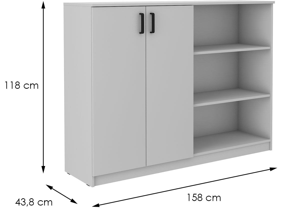 Malta komoda 2 vrata+3 otvora 158x44x118 siva