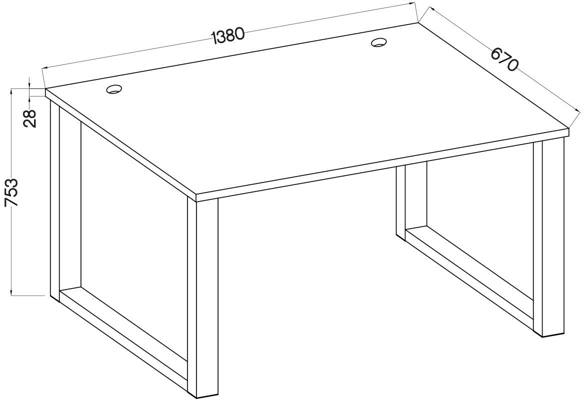 Malta radni sto 138x67x75 sivo/crni