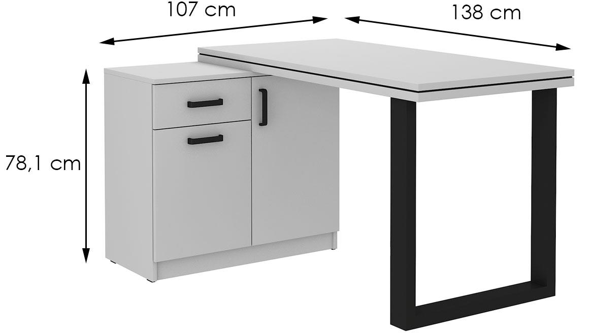 Malta sto sa ormaricem 2 vrata+1 fioka 138x107x78 sivo/crni