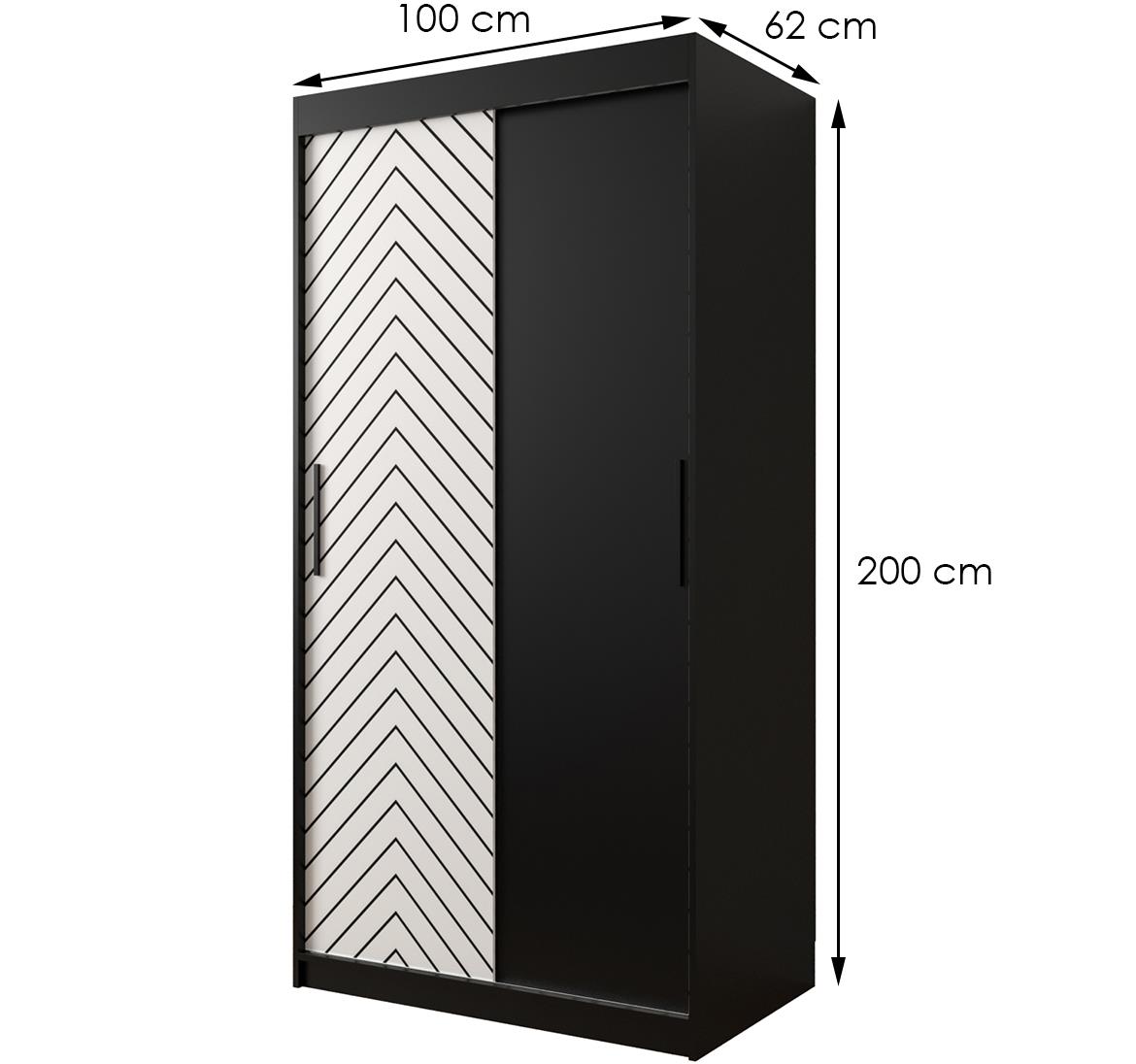 Jode ormar 2 vrata 100x62x200 crna /bela/crna