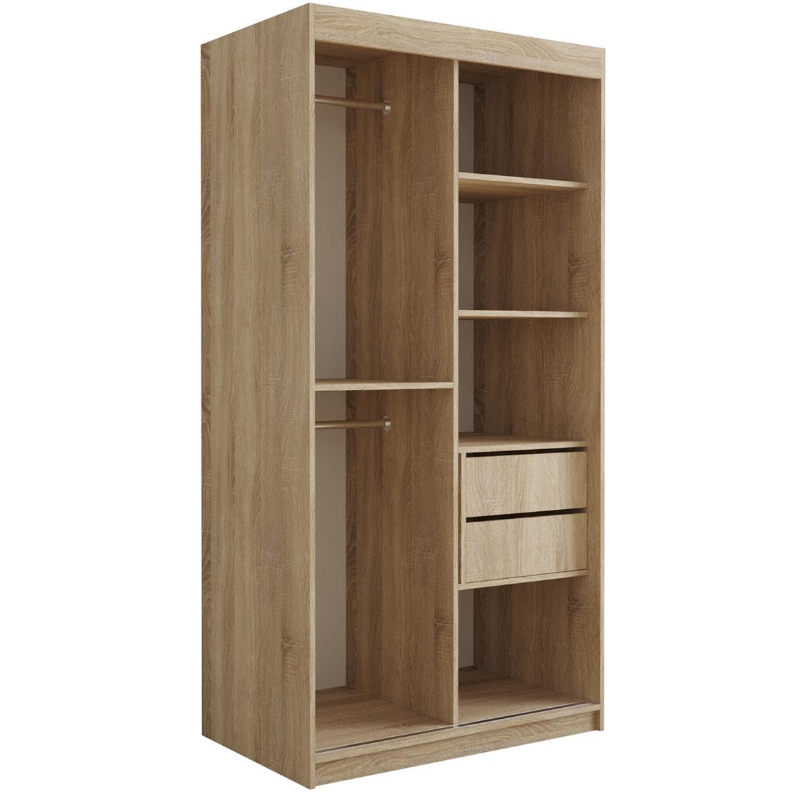 Tapi ormar 2 vrata/ogledalo 100x62x200  natur (sonoma hrast) / zelena