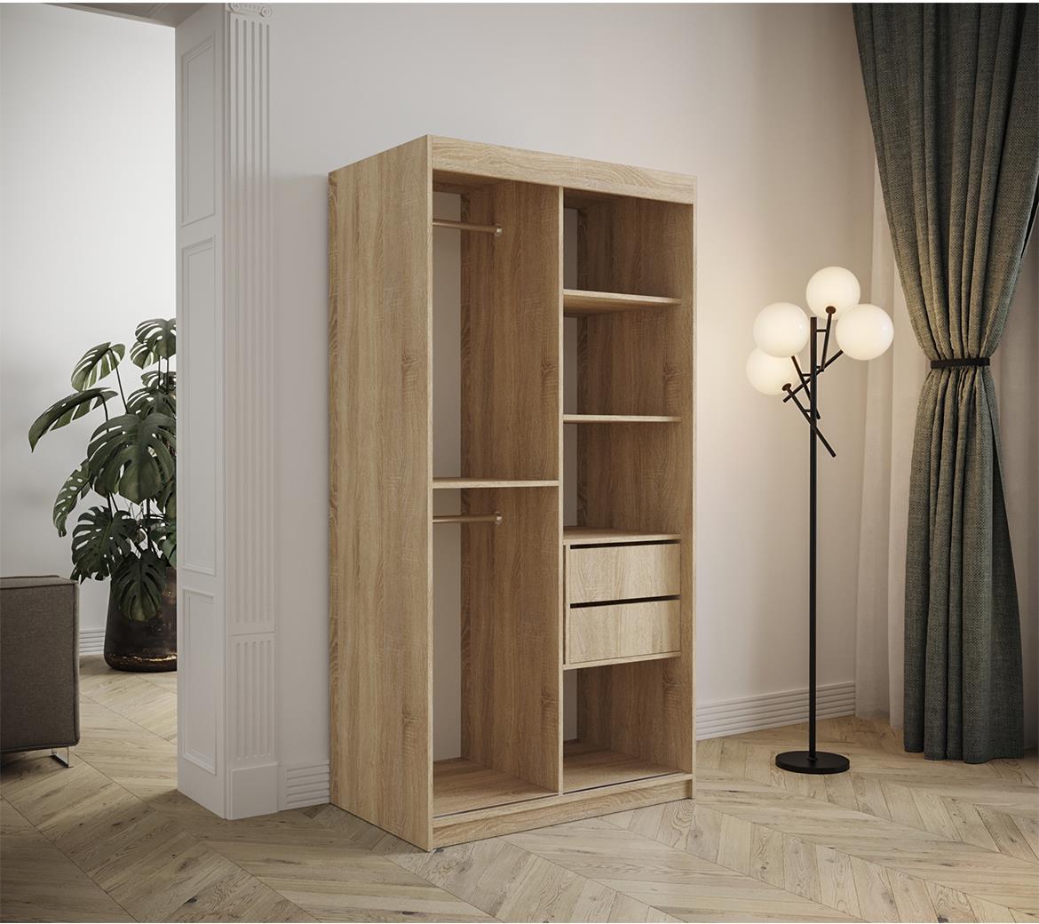 Tapi ormar 2 vrata/ogledalo 100x62x200  natur (sonoma hrast) / zelena
