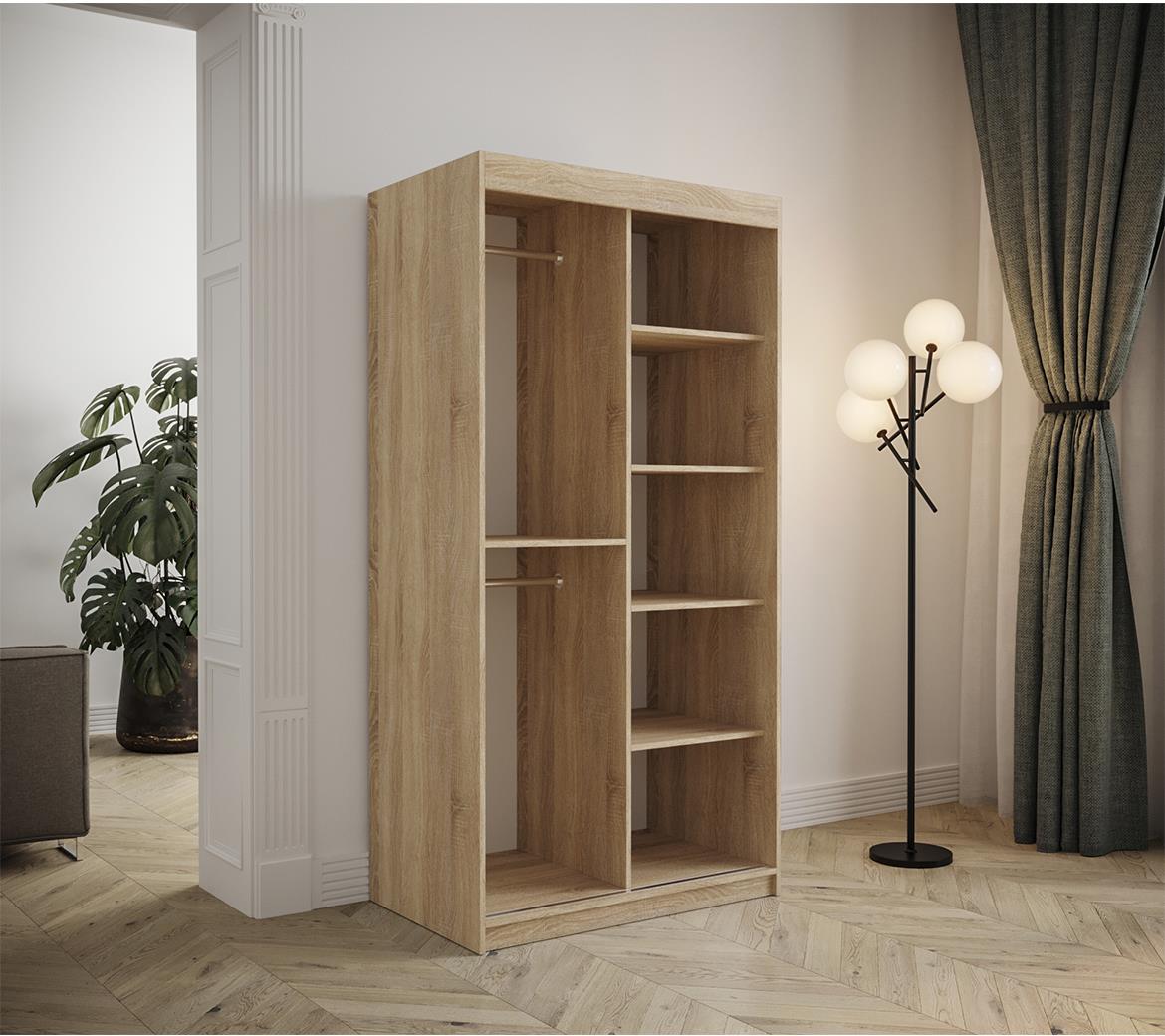 Tapi ormar 2 vrata/ogledalo 100x62x200  natur (sonoma hrast) / zelena