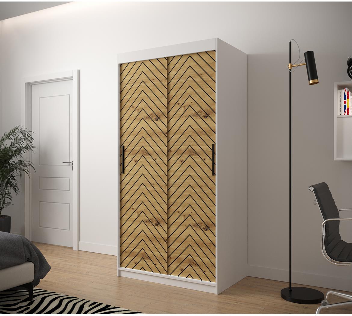 Jode 1 ormar 2 vrata 100x62x200 bela /natur(artisan)/crna