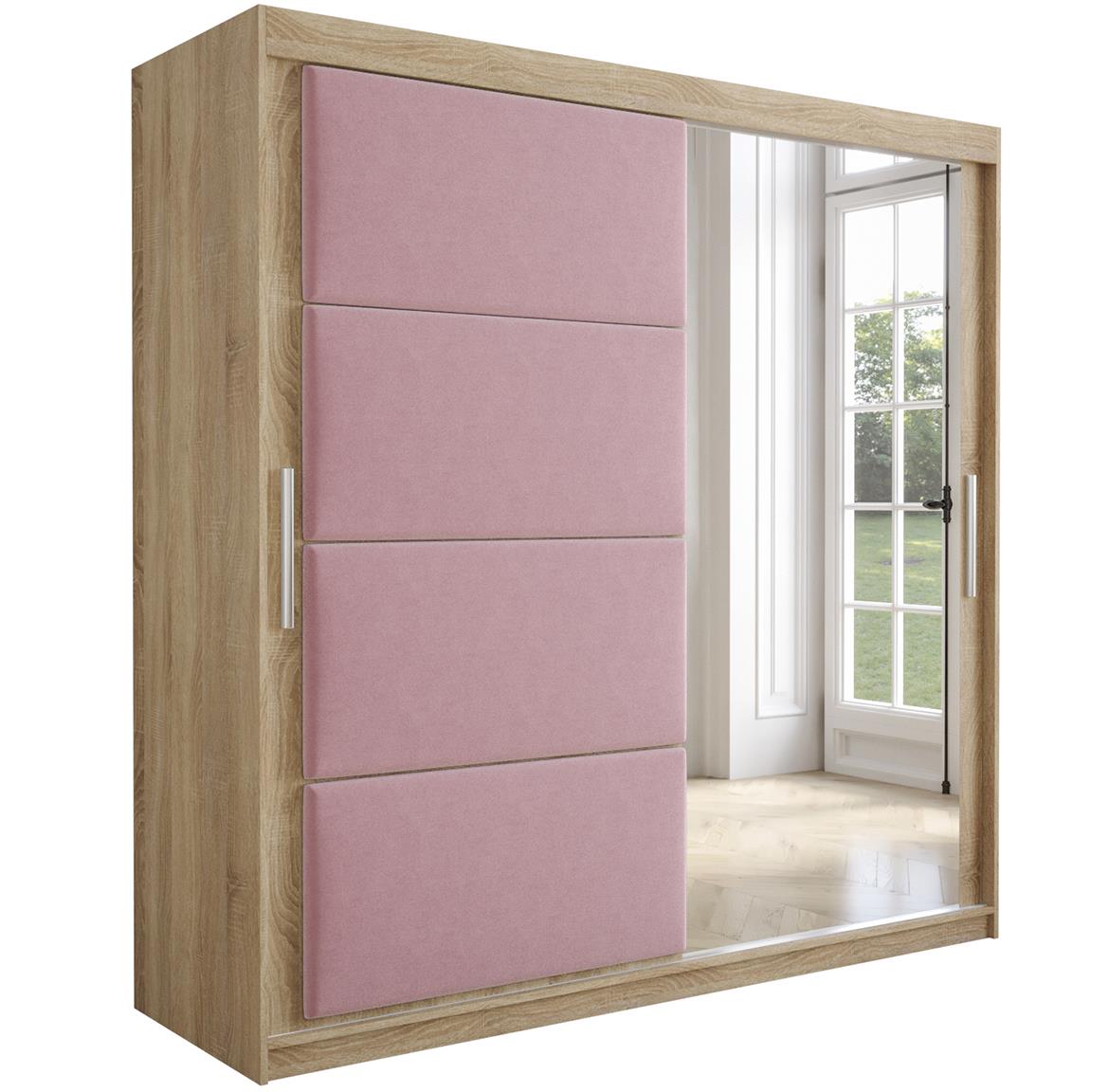 Tapi ormar 2 vrata/ogledalo 200x62x200  natur (sonoma hrast) / roze