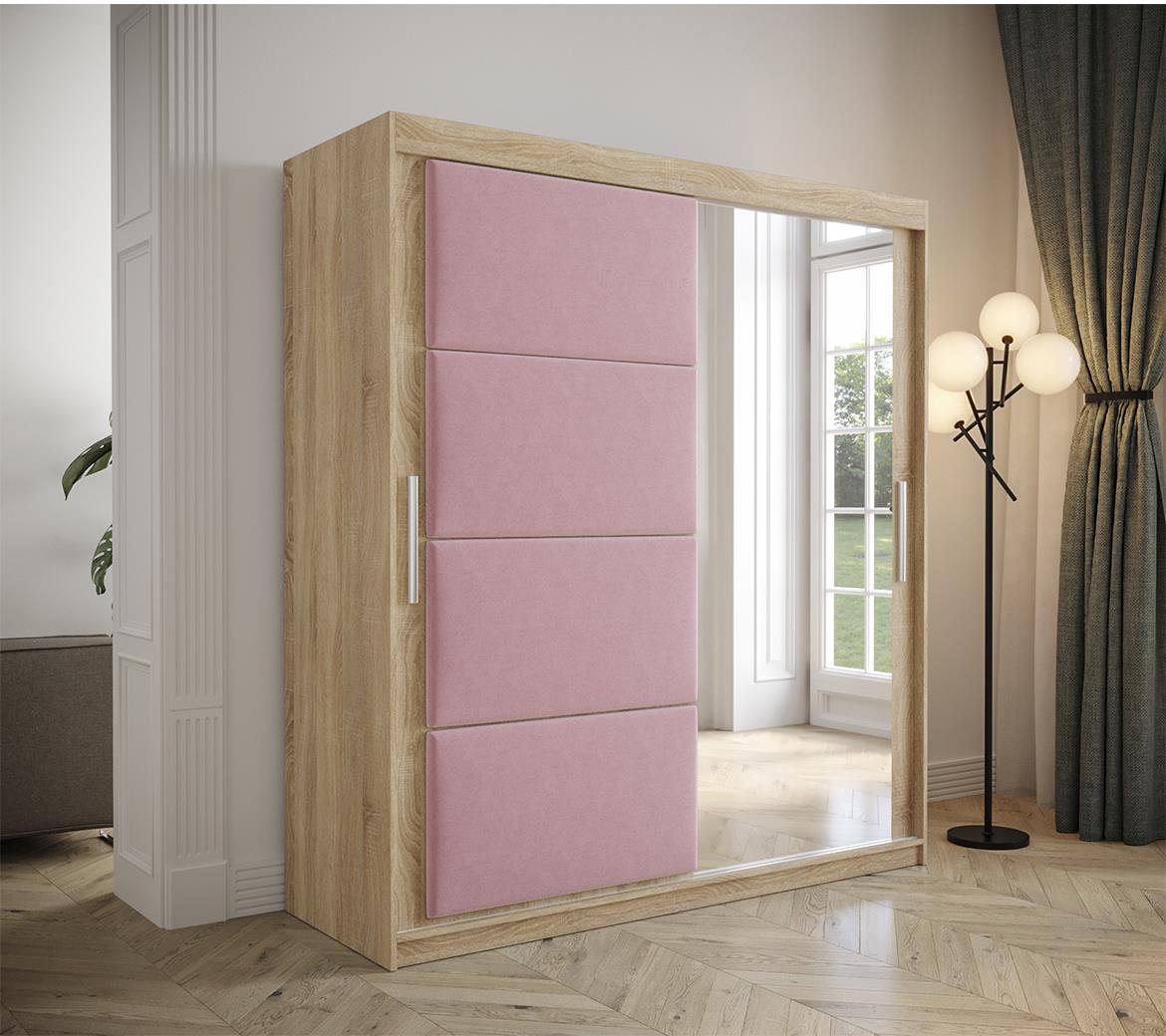 Tapi ormar 2 vrata/ogledalo 180x62x200  natur (sonoma hrast) / roze