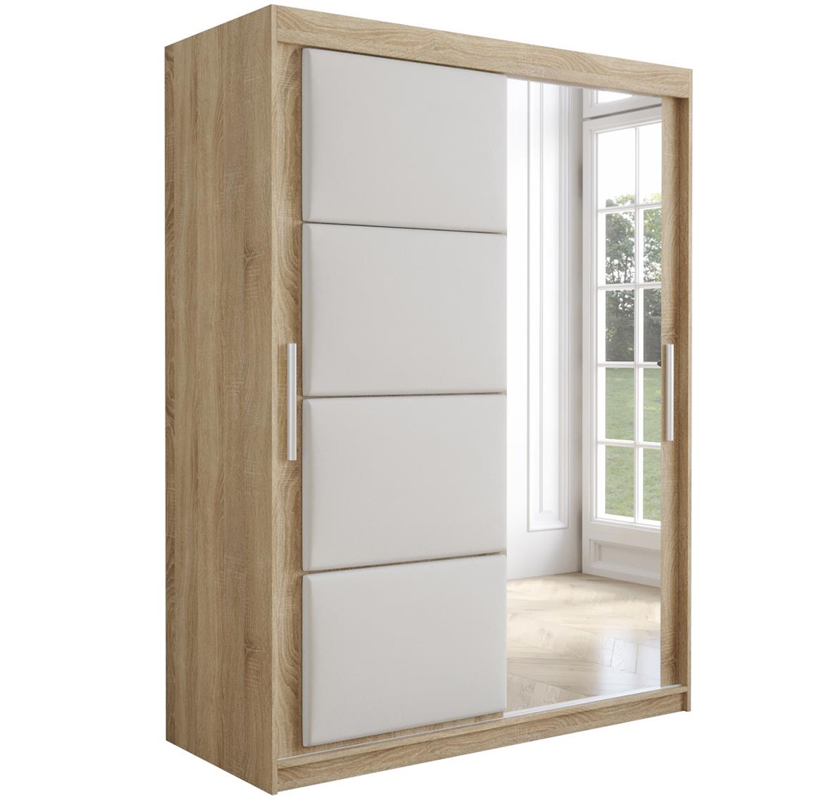 Tapi ormar 2 vrata/ogledalo 150x62x200  natur (sonoma hrast) / bela