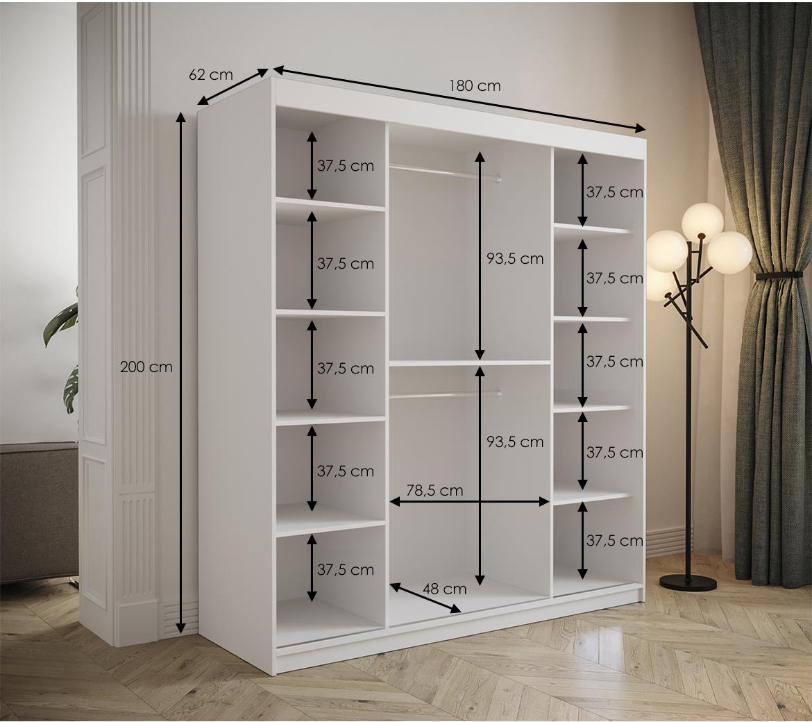 Tapi ormar 2 vrata/ogledalo 180x62x200 bela/zelena