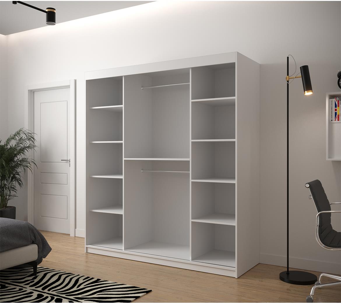 Jode 2 ormar 2 vrata/ogledalo 180x62x200 bela /natur(artisan)/crna