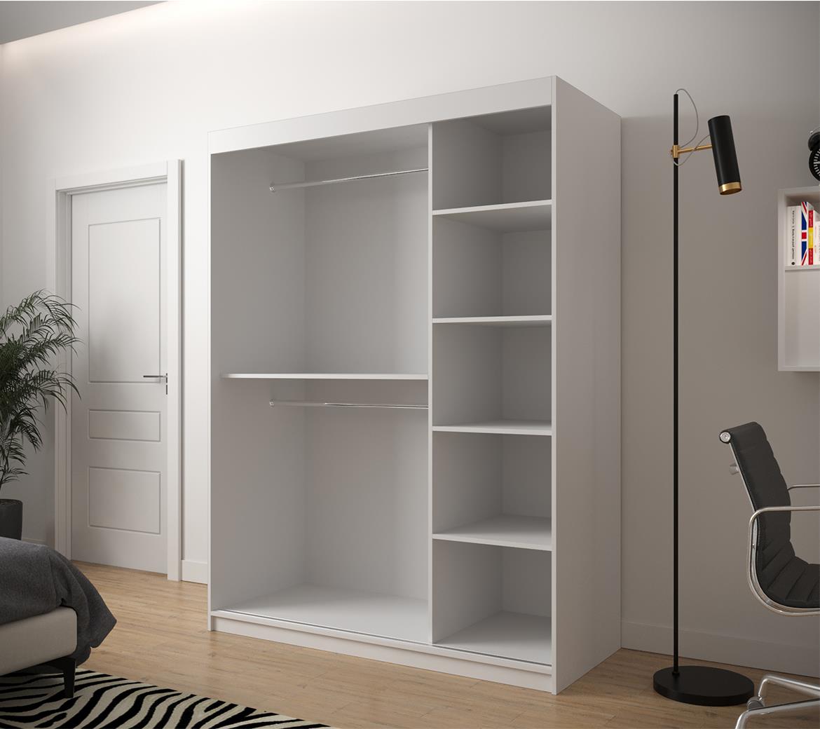 Jode 2 ormar 2 vrata/ogledalo 150x62x200 bela /natur(artisan)/crna
