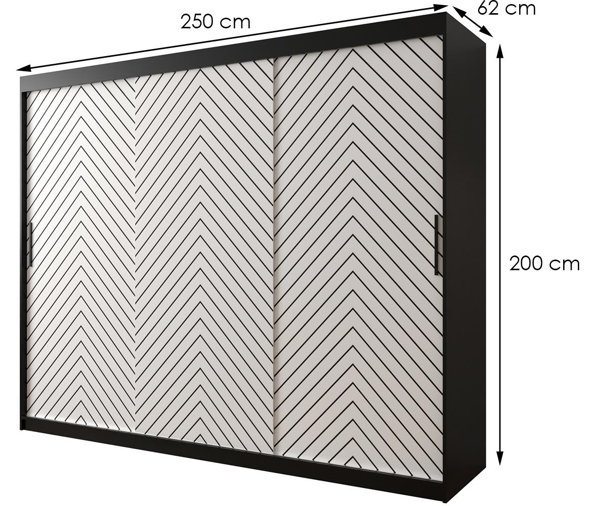 Jode 1 ormar 2 vrata 250x62x200 crna /bela/crna