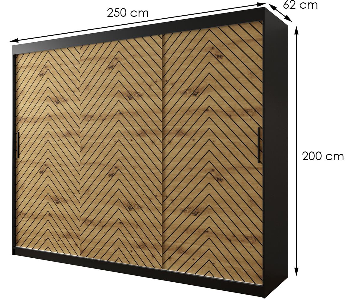 Jode 1 ormar 2 vrata 250x62x200 crna /natur(artisan)/crna