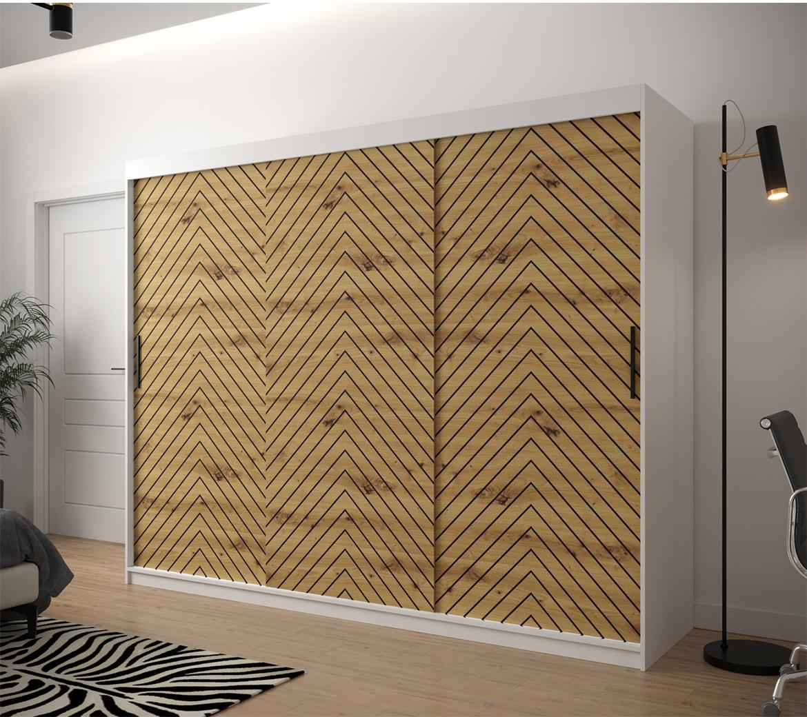 Jode 1 ormar 2 vrata 250x62x200 bela /natur(artisan)/crna