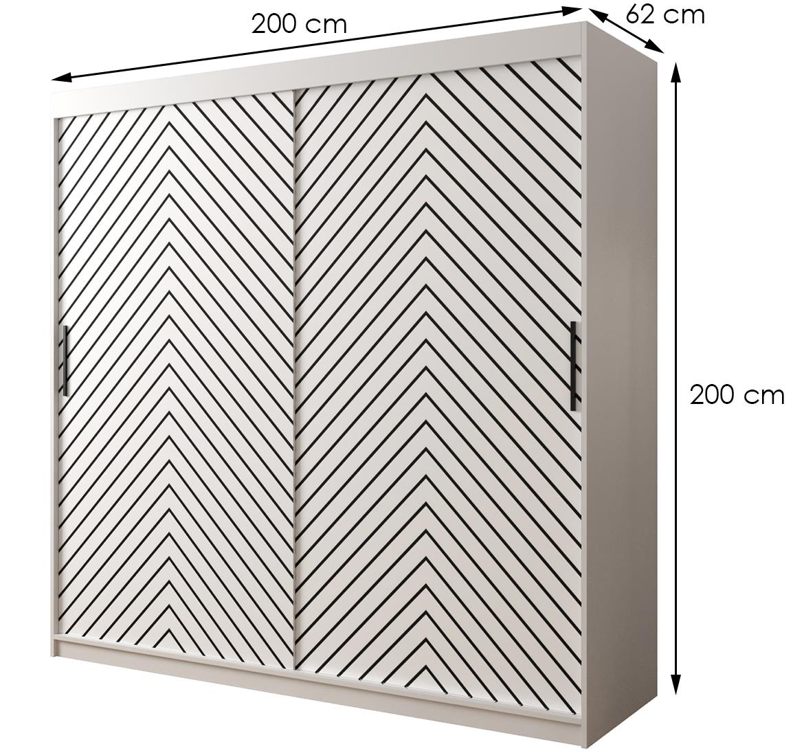 Jode 1 ormar 2 vrata 200x62x200 bela /bela/crna