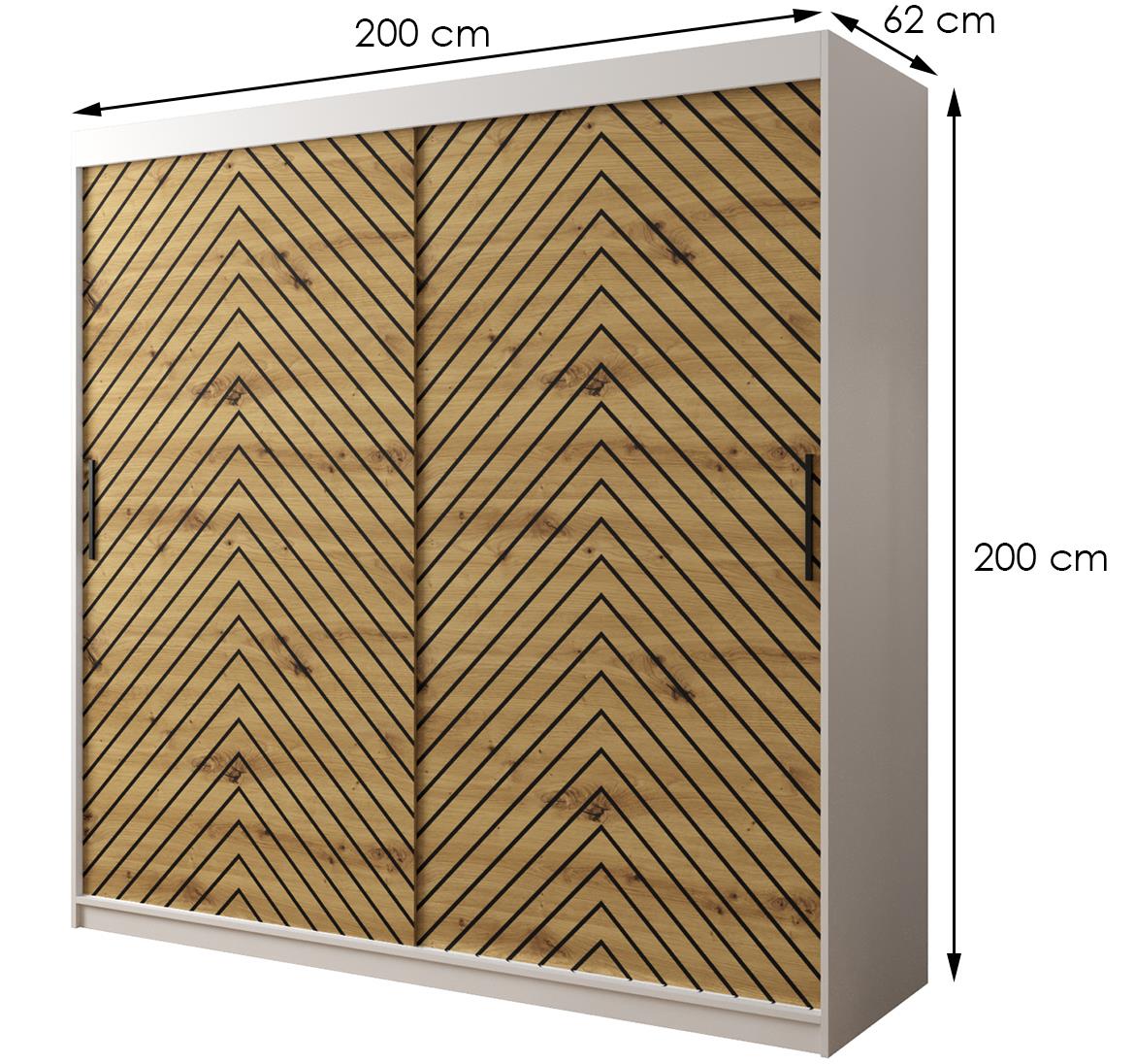 Jode 1 ormar 2 vrata 200x62x200 bela /natur(artisan)/crna