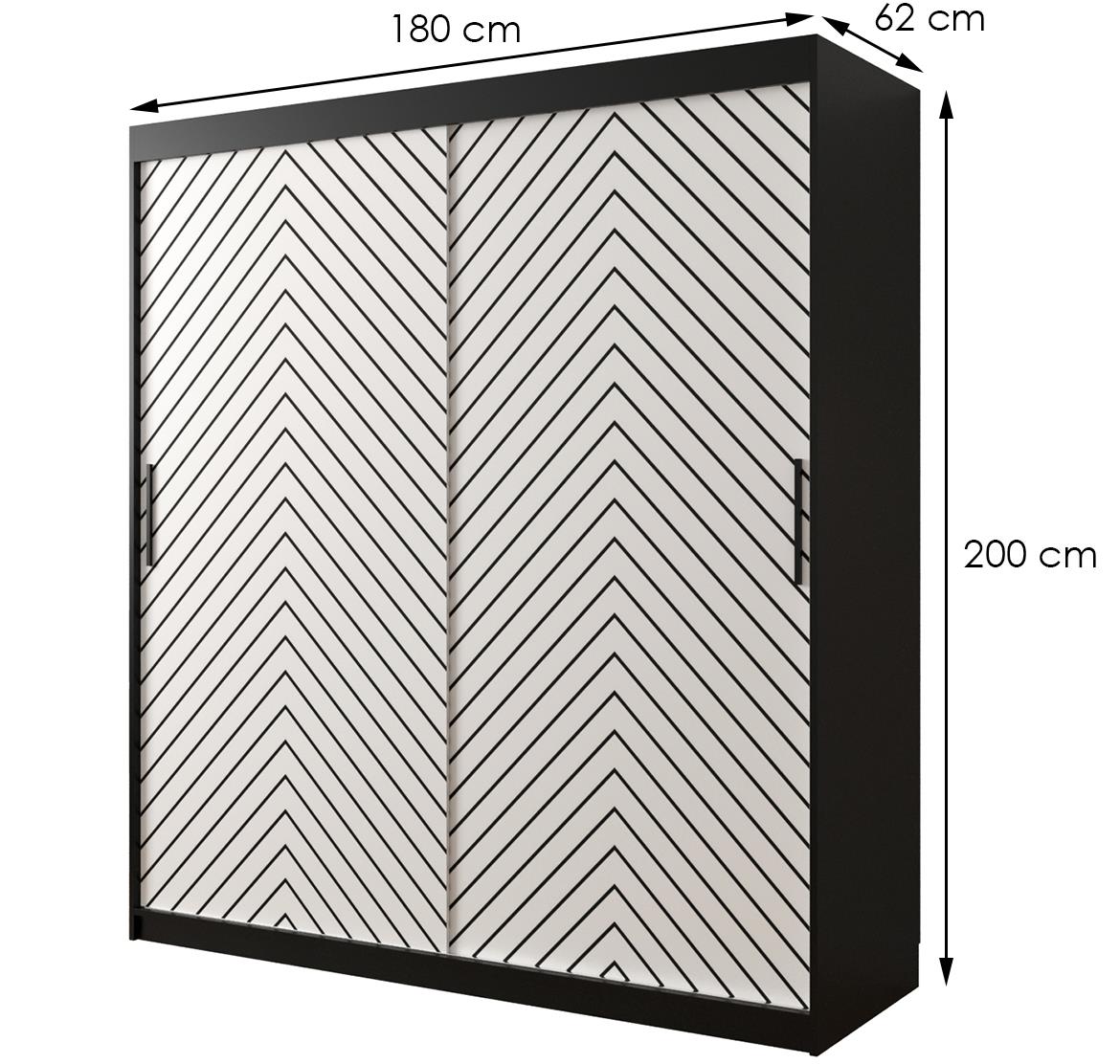 Jode 1 ormar 2 vrata 180x62x200 crna /bela/crna