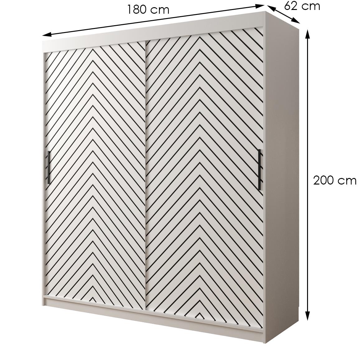 Jode 1 ormar 2 vrata 180x62x200 bela /bela/crna