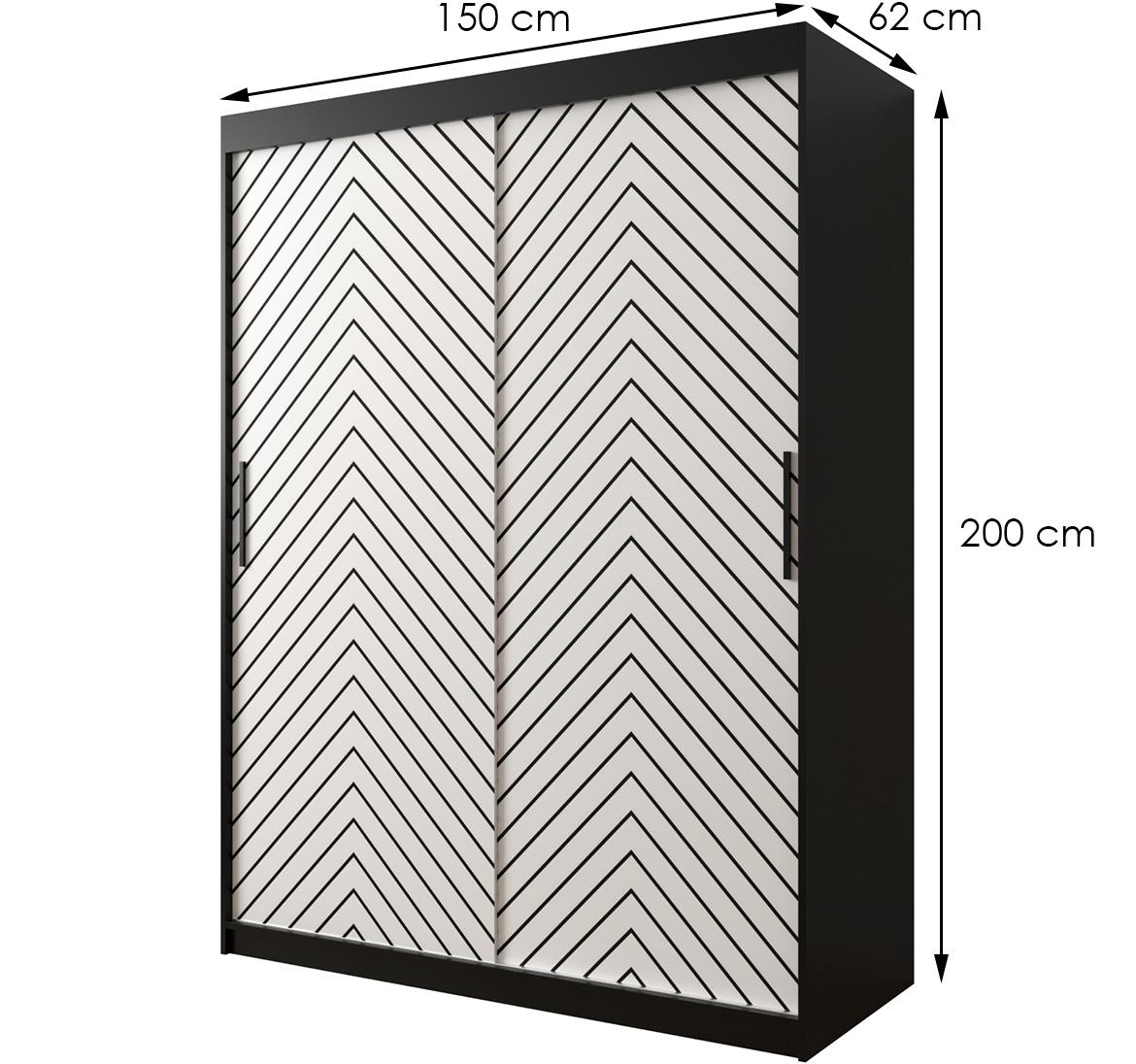 Jode 1 ormar 2 vrata 150x62x200 crna /bela/crna