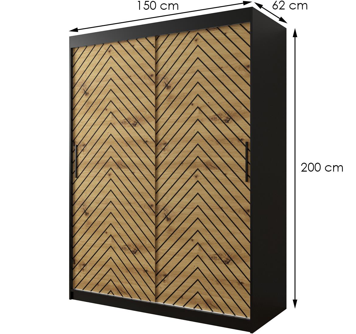Jode 1 ormar 2 vrata 150x62x200 crna /natur(artisan)/crna