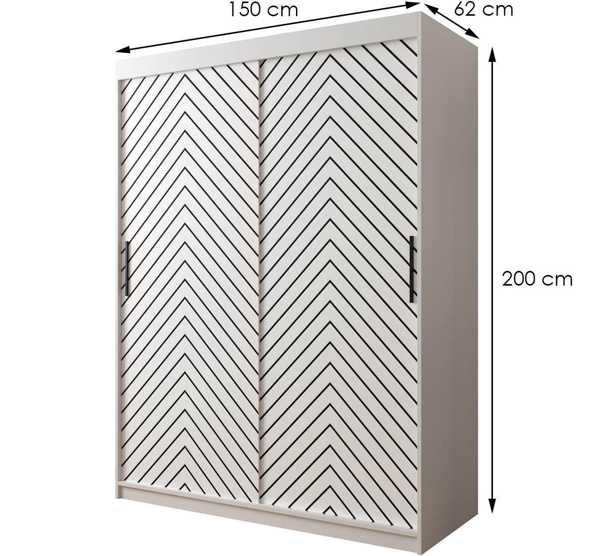 Jode 1 ormar 2 vrata 150x62x200 bela /bela/crna