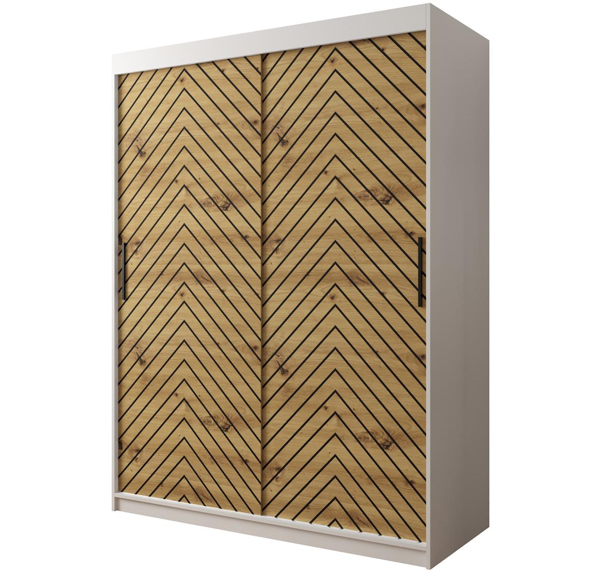 Jode 1 ormar 2 vrata 150x62x200 bela /natur(artisan)/crna