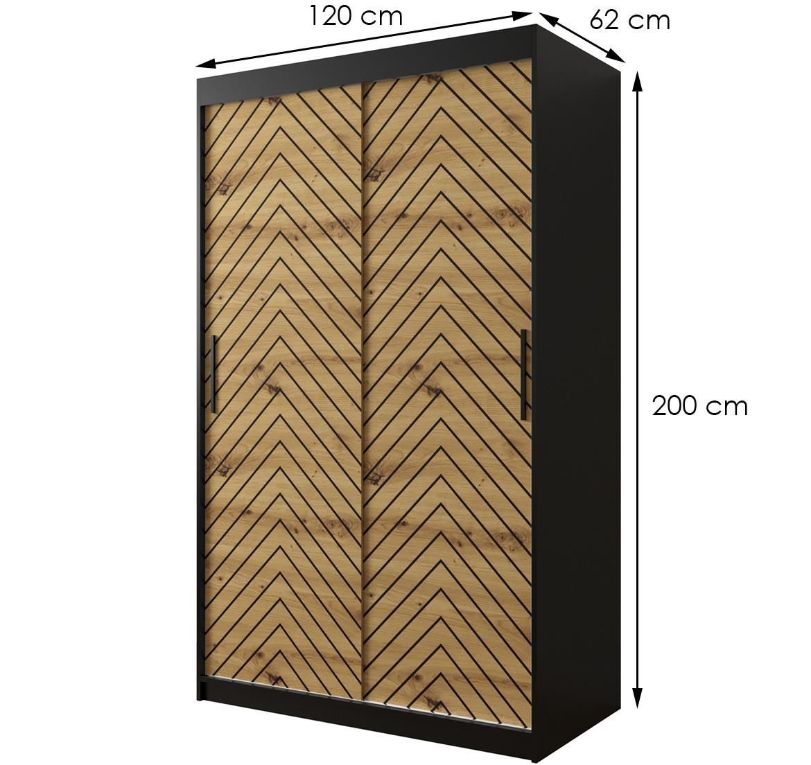Jode 1 ormar 2 vrata 120x62x200 crna /natur(artisan)/crna