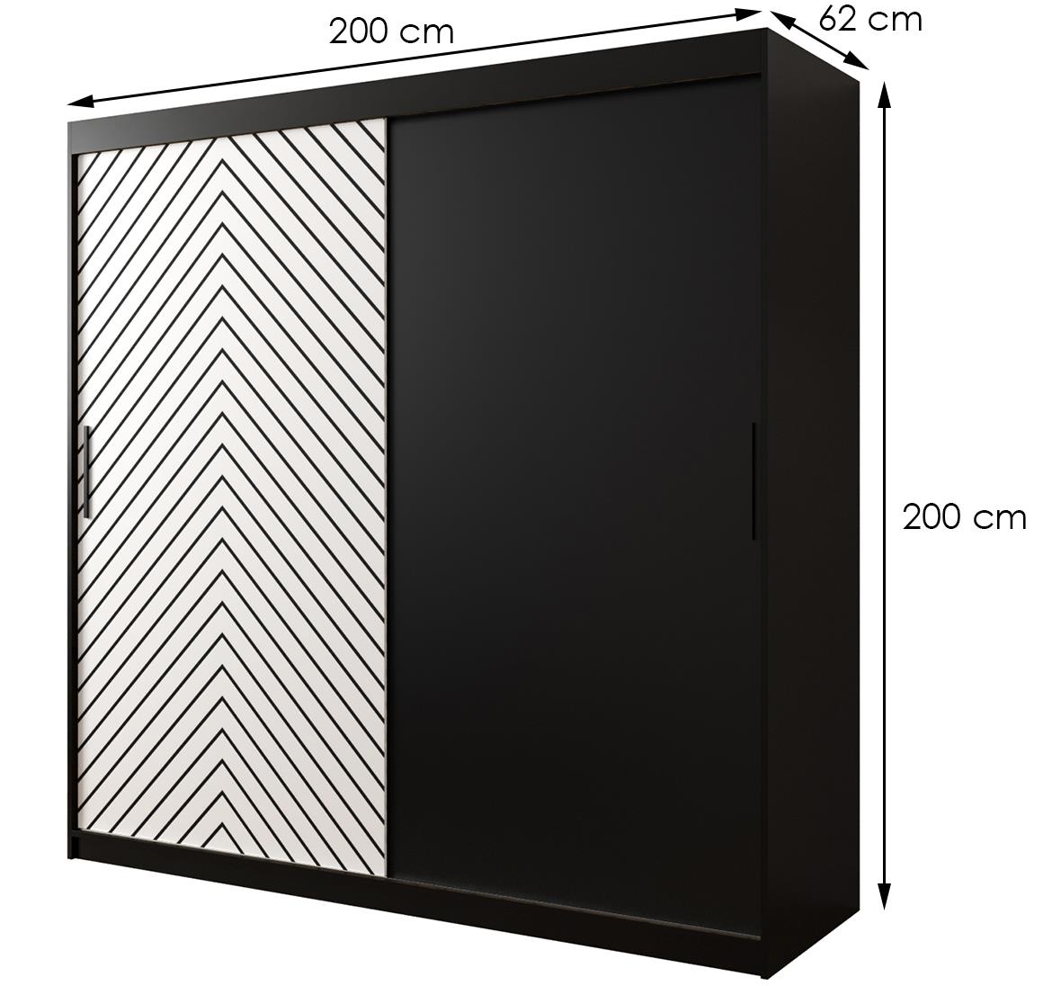 Jode ormar 2 vrata 200x62x200 crna /bela/crna