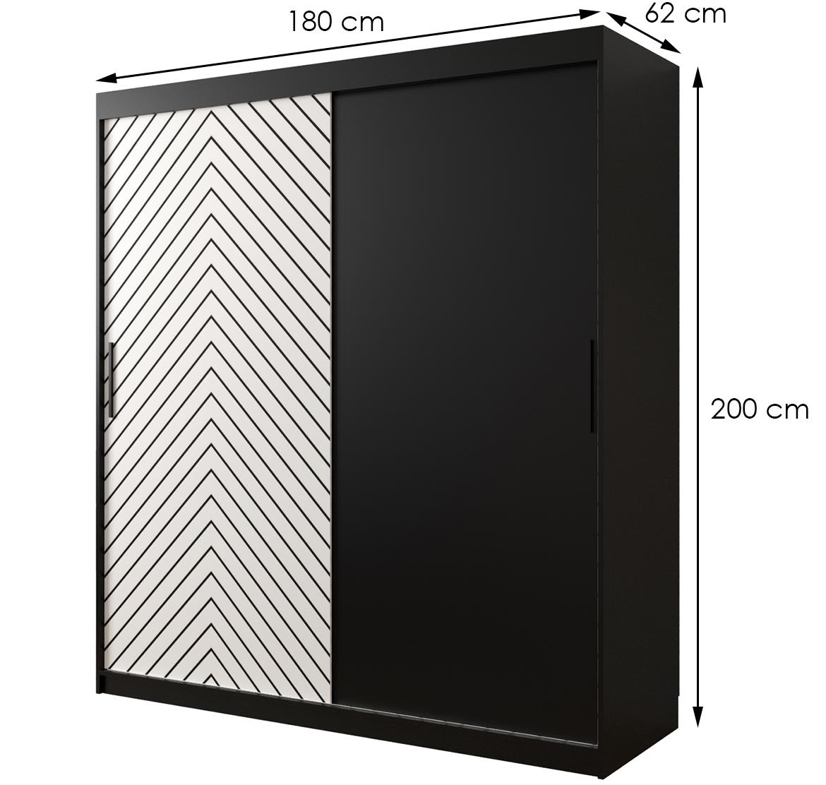 Jode ormar 2 vrata 180x62x200 crna /bela/crna