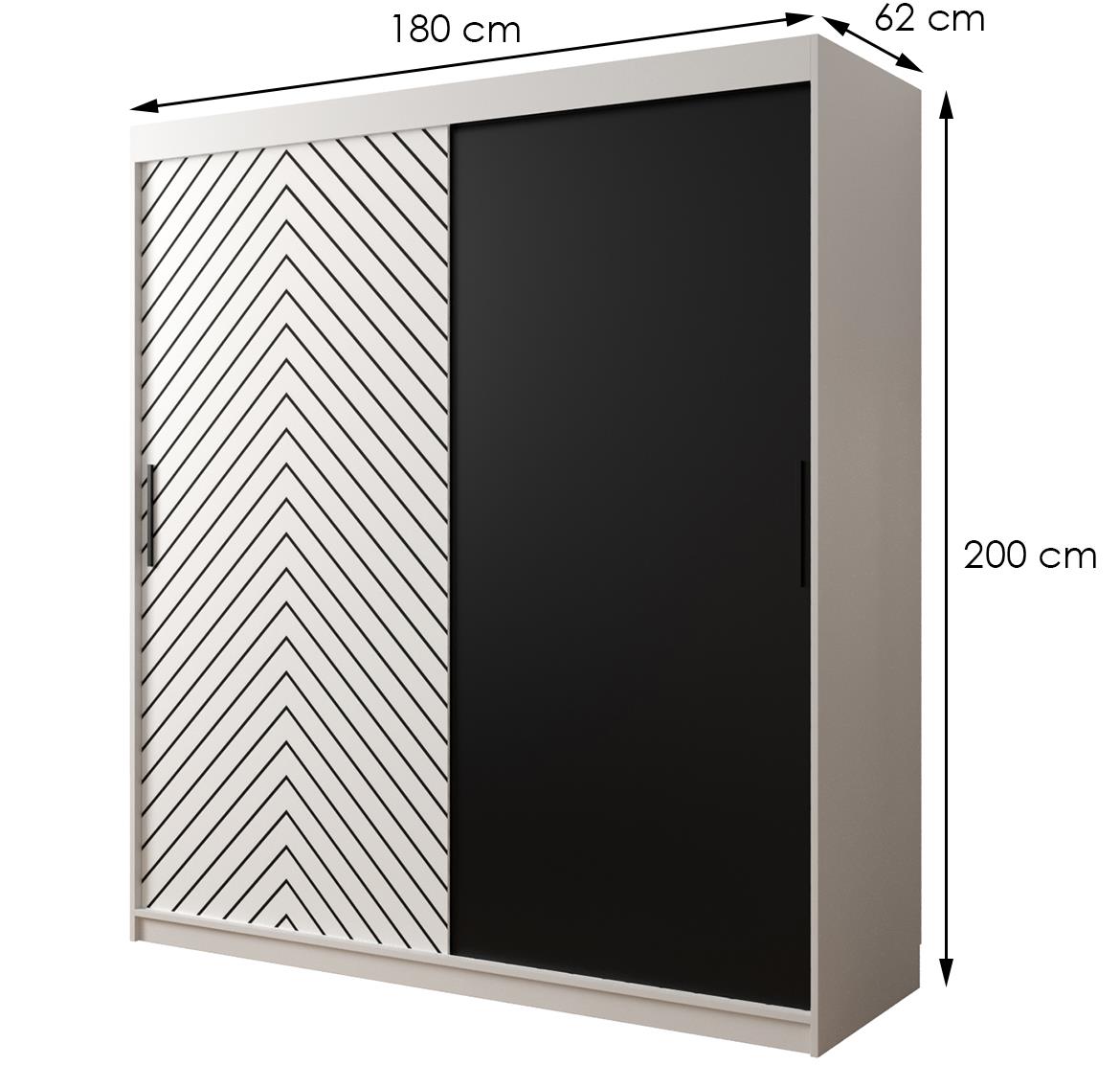 Jode ormar 2 vrata 180x62x200 bela /bela/crna