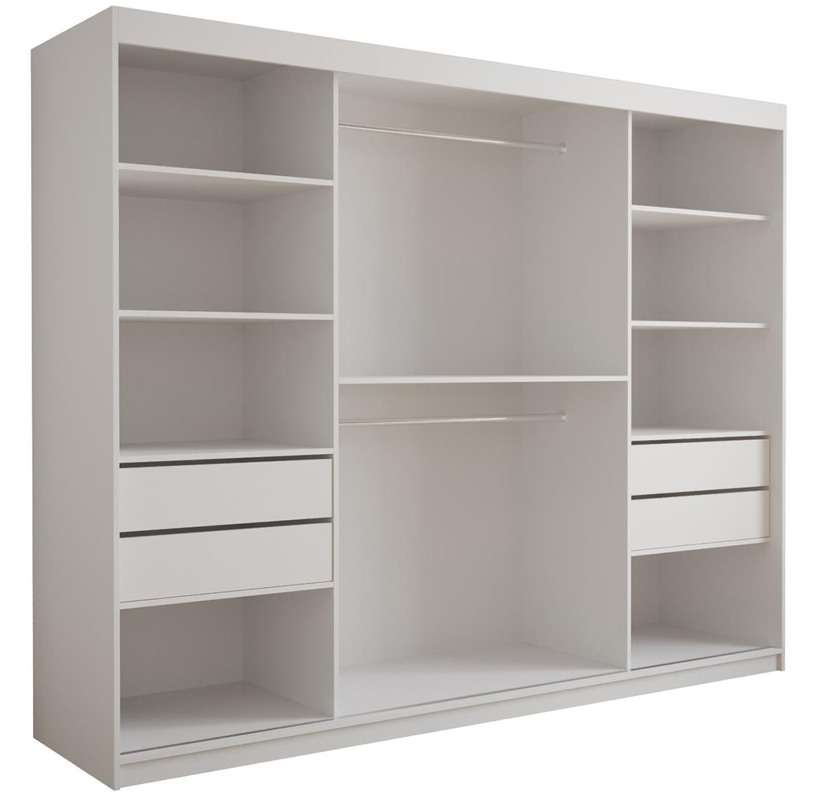 Tapi ormar 3 vrata/ogledalo 250x62x200 bela/roze