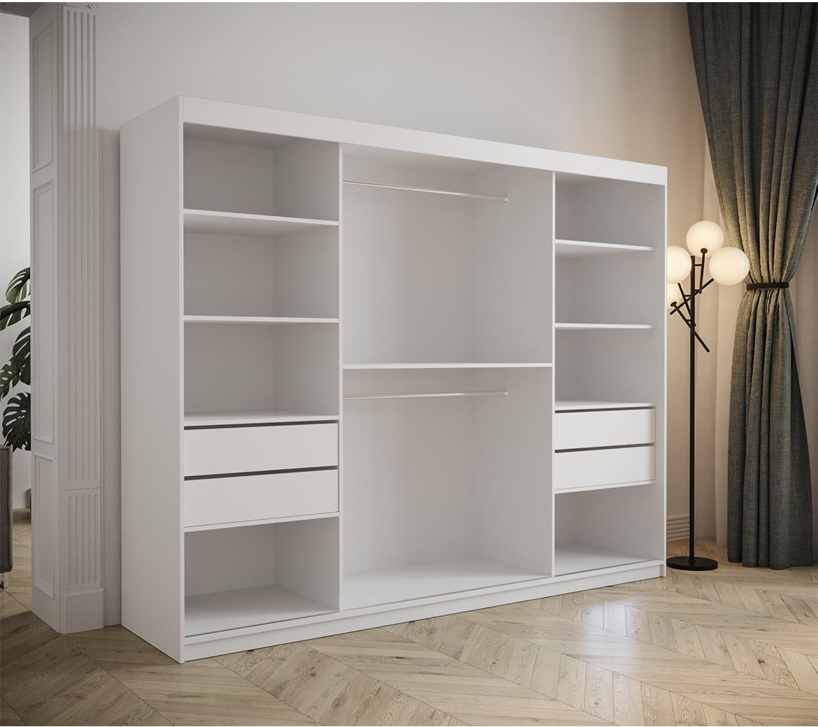 Tapi ormar 3 vrata/ogledalo 250x62x200 bela/roze