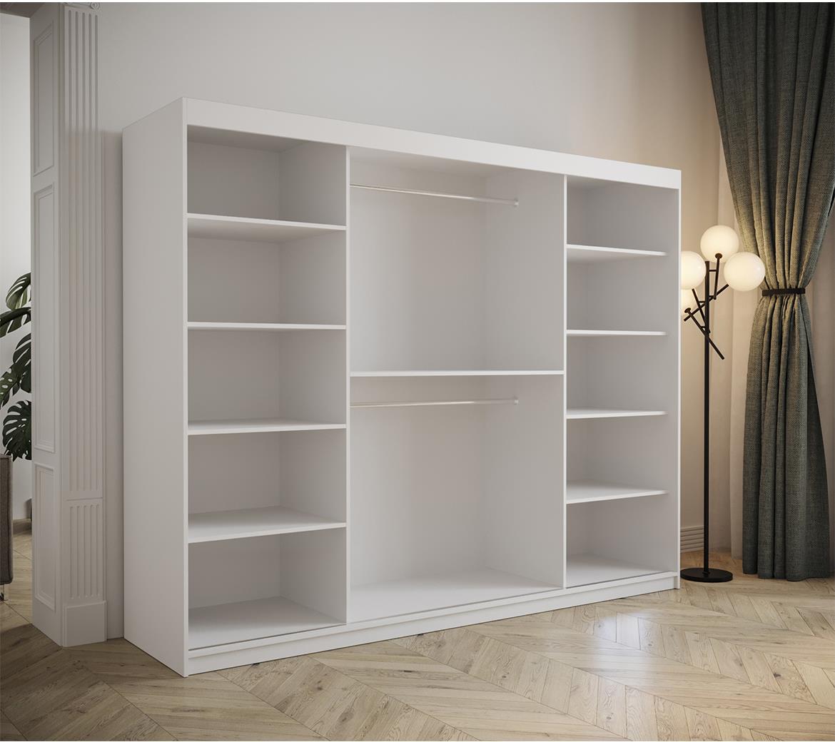Tapi ormar 3 vrata/ogledalo 250x62x200 bela/roze