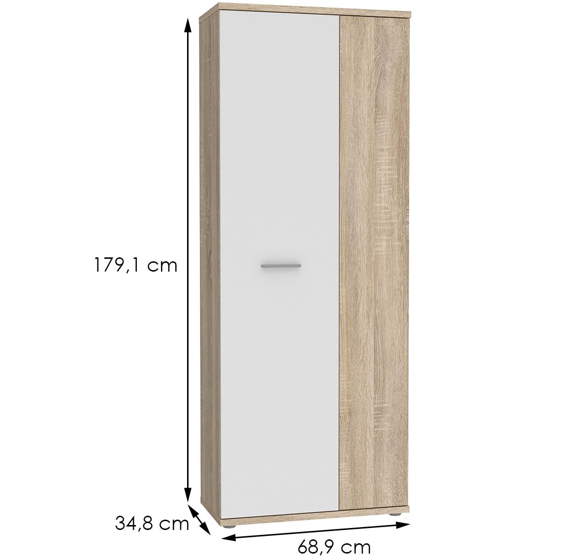 Net ormar 2 vrata 69x35x179 bijeli/natur (sonoma hrast)