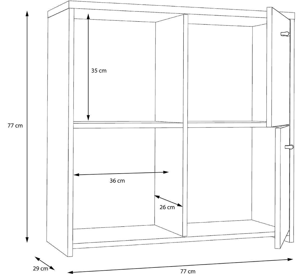 Best komoda 4 vrata 77,1x29,6x77,3 bela/natur (artisan hrast)