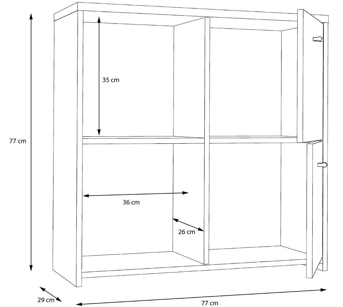 Best komoda 4 vrata 77,1x29,6x77,3 rustik drvo/antracit