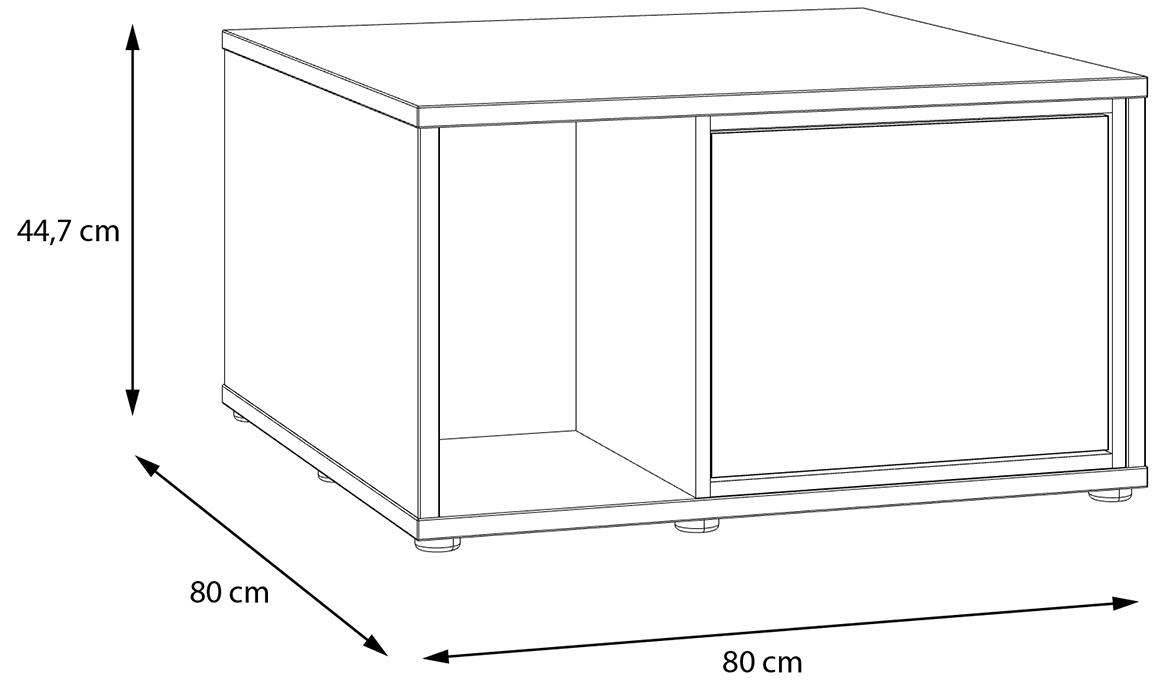 Golden Bay stolic 1 vrata+1 otvor 80x80x44,7 hrast/beli visoki sjaj