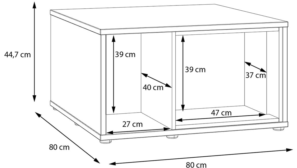 Golden Bay stolic 1 vrata+1 otvor 80x80x44,7 hrast/beli visoki sjaj