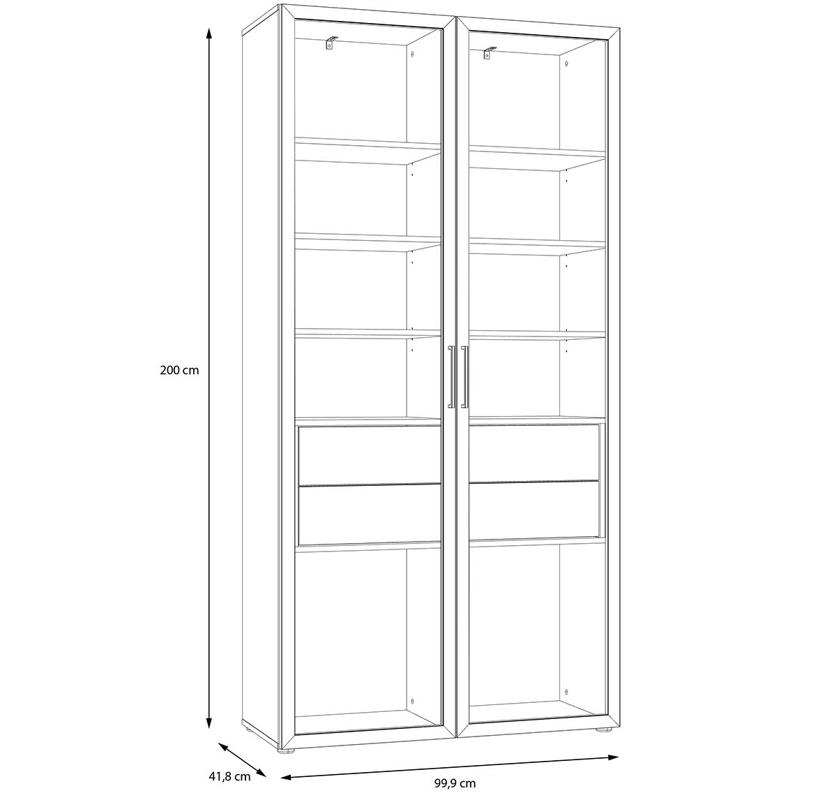 Golden Bay vitrina 2 vrata 99,9x41x200 hrast/bela visoki sjaj