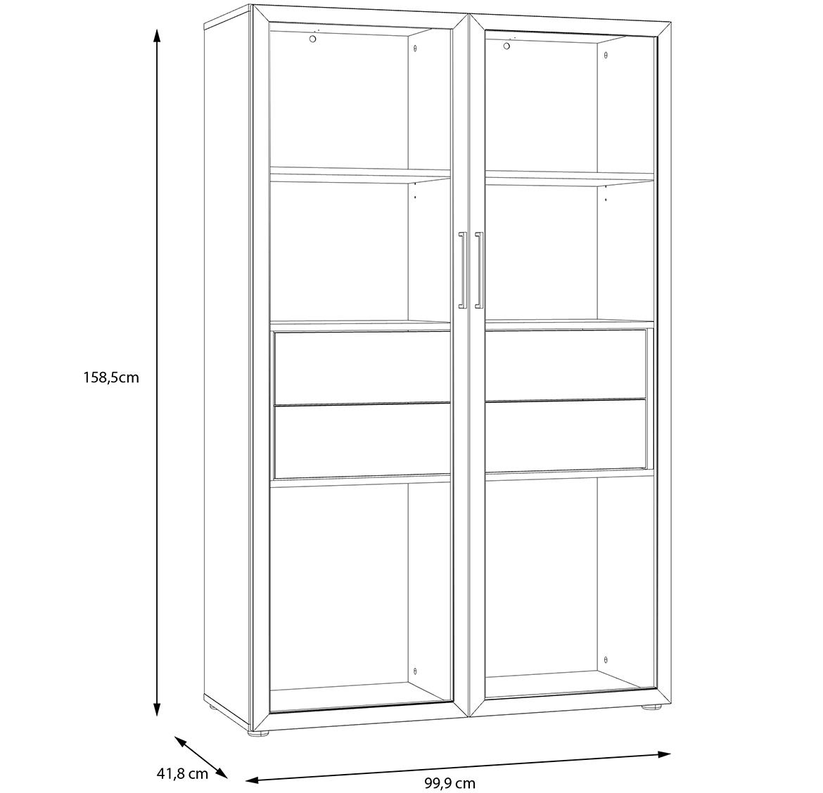 Golden Bay vitrina 2 vrata 99,9x41x158,5 hrast/bela visoki sjaj