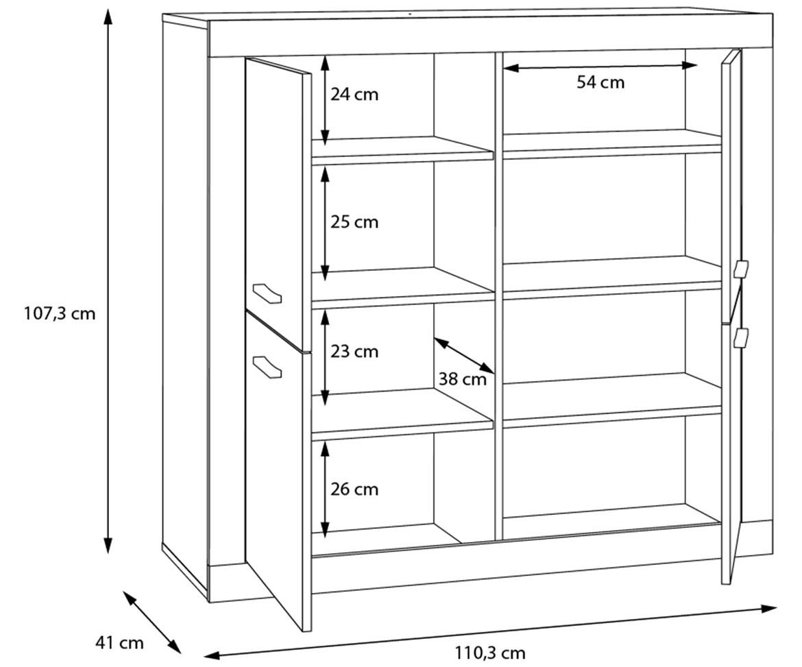 Trebbia komoda 4 vrata 113x41x107,5 beton/bela visoki sjaj