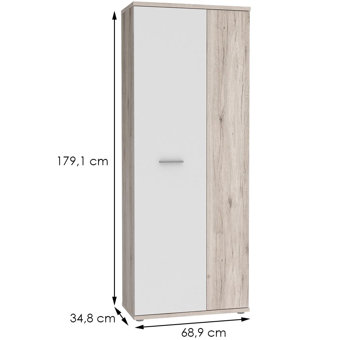 Net ormar 2 vrata 69x35x179 beli/sivi hrast