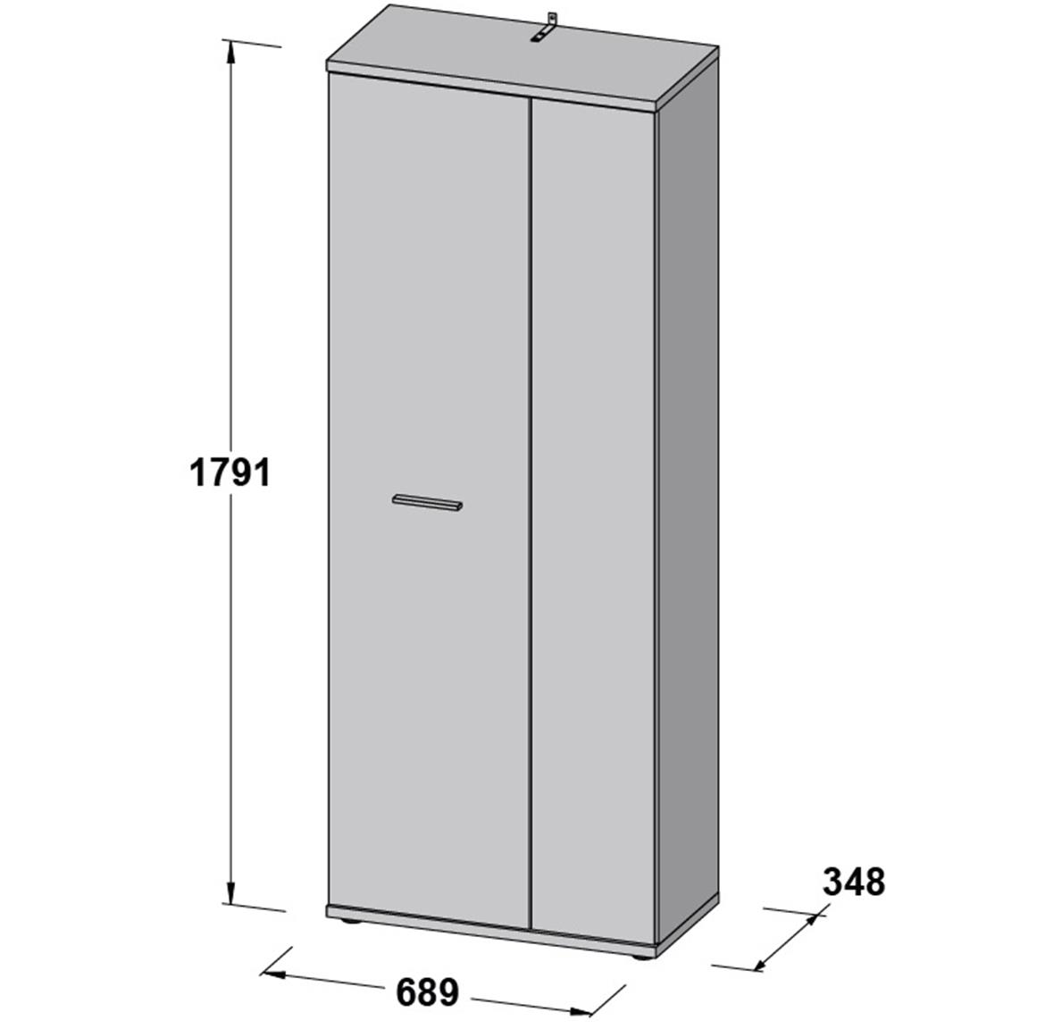 Net ormar 2 vrata 69x35x179 beli/sivi hrast