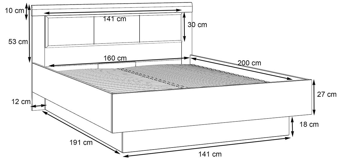 Nemesis krevet sa podnicom 165,5x206,3x98,5 cm hrast/crni