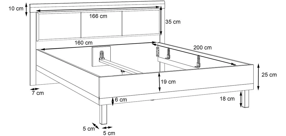Nemesis krevet bez podnice 165,5x206,3x98,5 cm hrast/crni