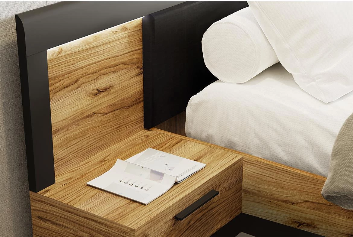 Nemesis krevet bez podnice 165,5x206,3x98,5 cm hrast/crni