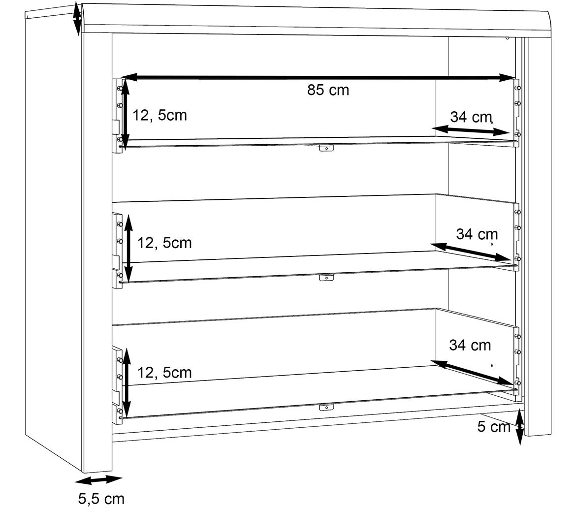 Nemesis komoda 3 fioke 101,x41x88 hrast/crna