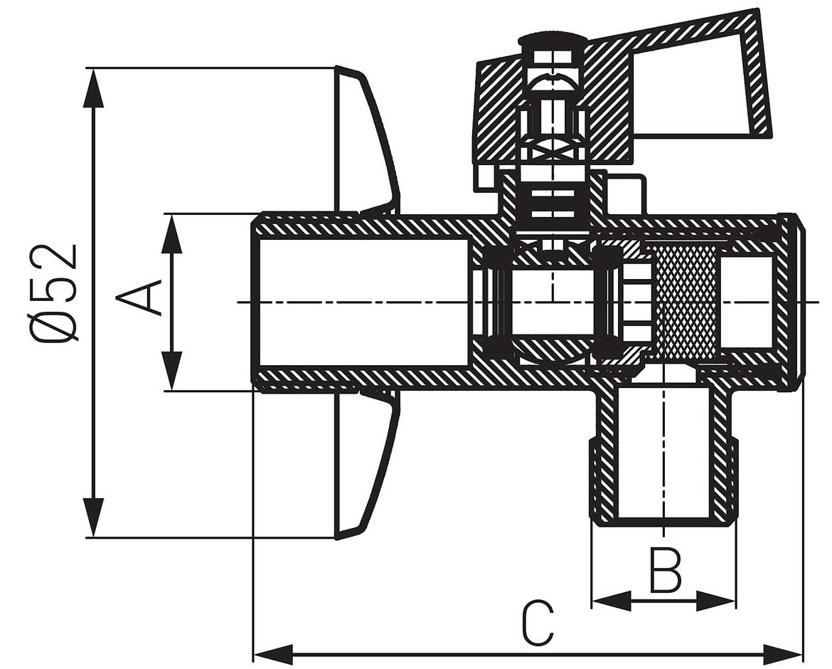 Kutni kuglasti ventil s rozetom i filterom Z1212KF 1/2 ”x 1/2”