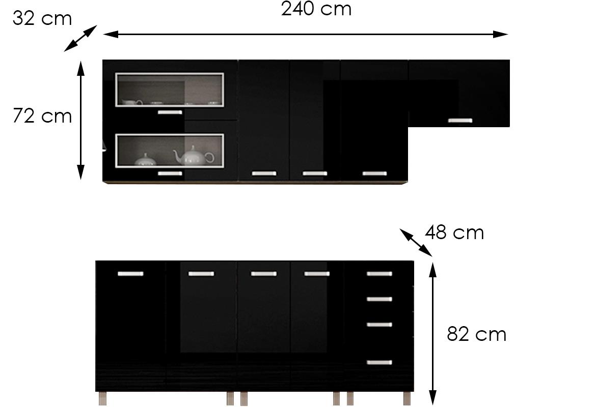 Lucjan blok kuhinja 240x60x205 crna