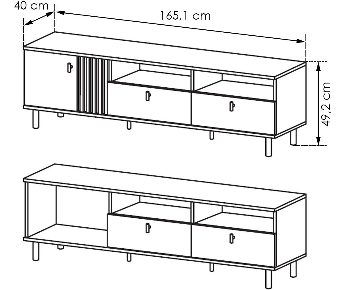 Madis TV komoda 1 vrata+2 fioke+2 otvora 165x40x49 natur (artisan hrast)/antracit