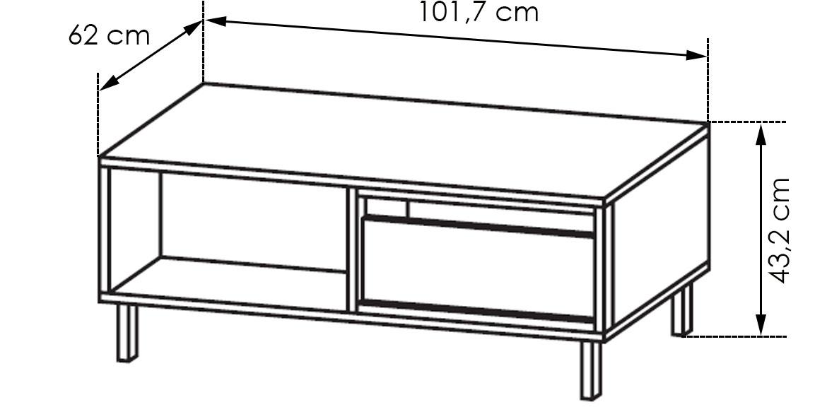 Nest klub sto 1 fioka+1 otvor 102x62x43 natur (artisan hrast)/crna